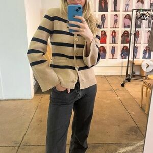 Alex Mill Provence Stripe Sweater Cardigan Cotton Cashmere XS